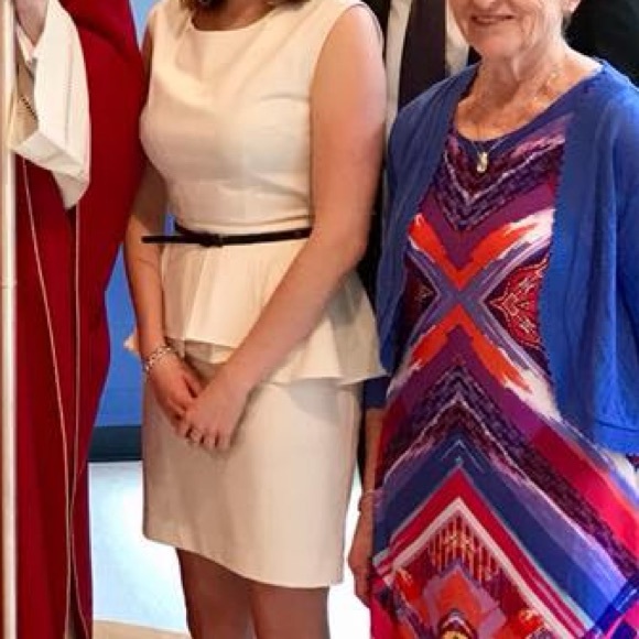 white peplum dress with belt - Picture 3 of 14